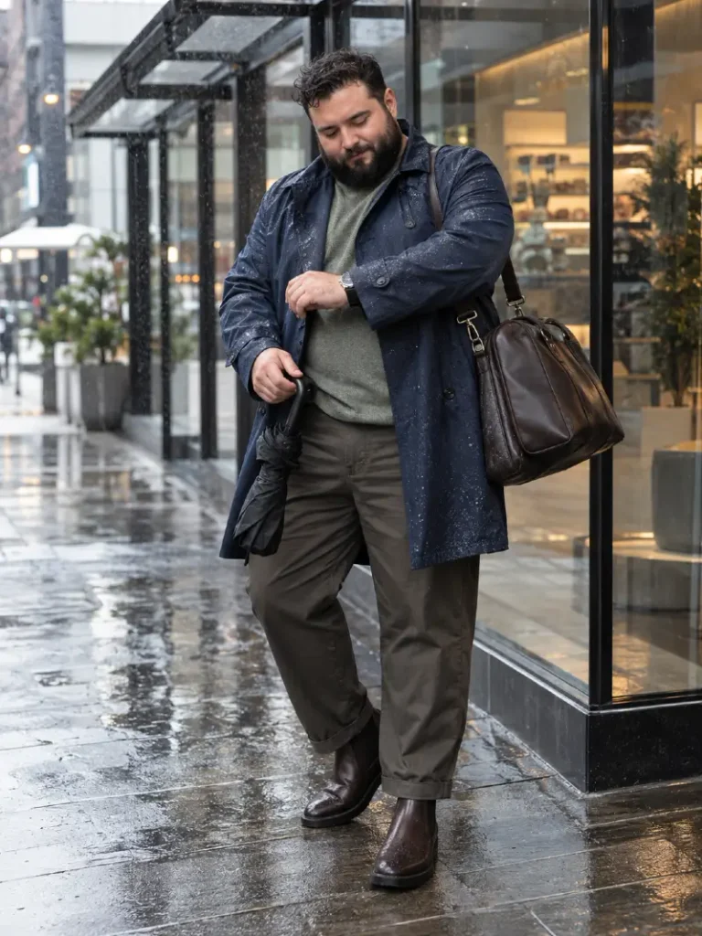 Navy Trench and Heavy Knits