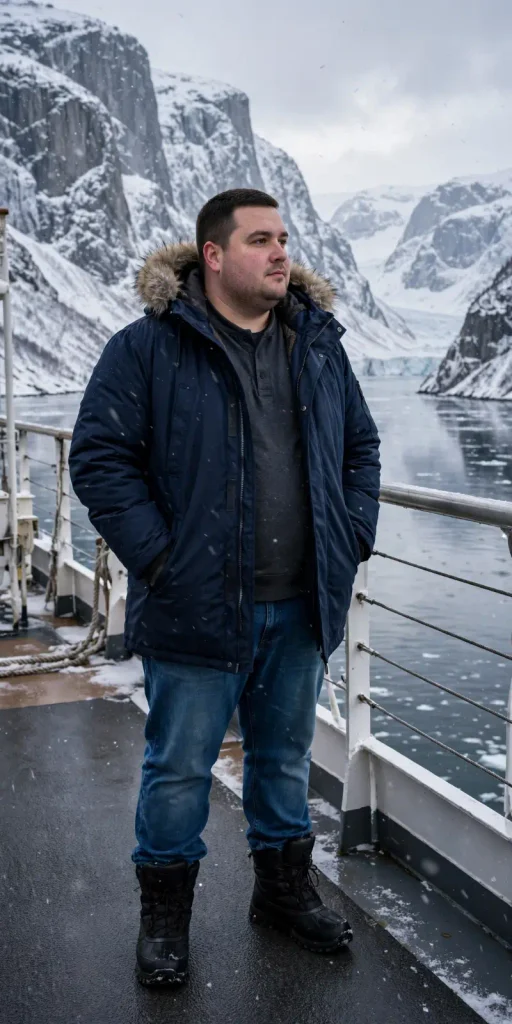 Navy Winter Parka and Thick Snow Boots