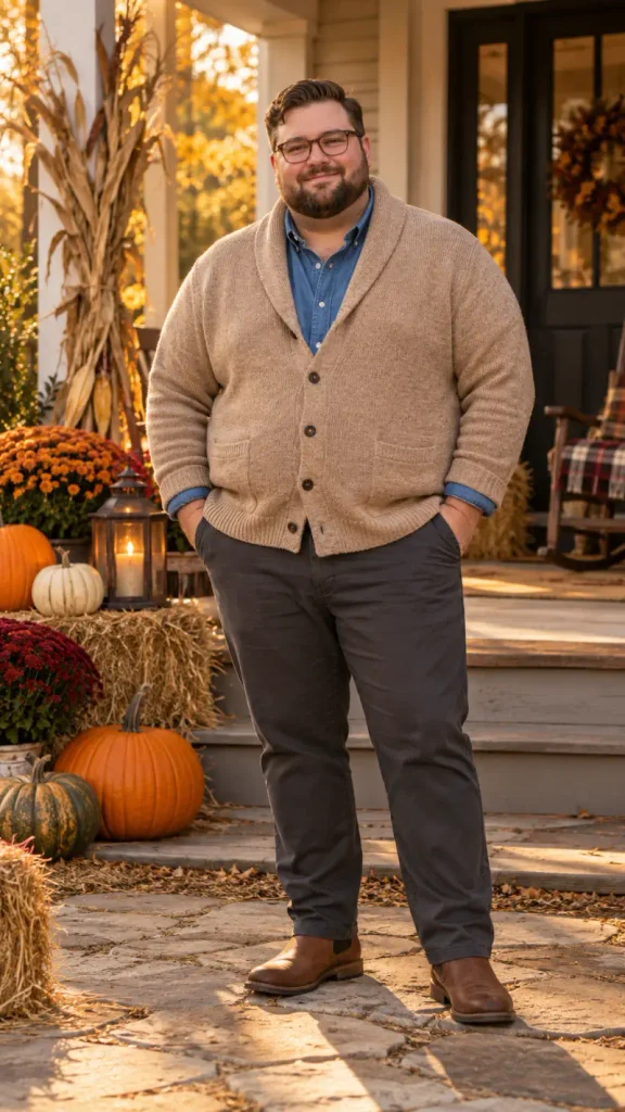 Oatmeal Shawl Cardigan and Soft Chambray