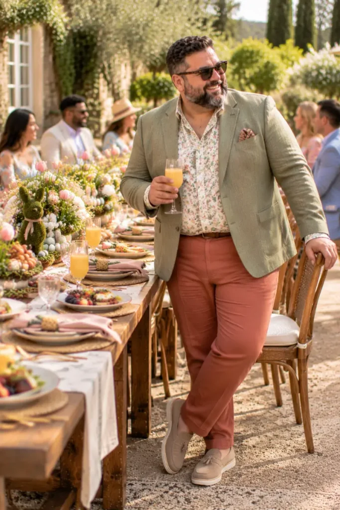Olive Blazer and Terracotta Trousers