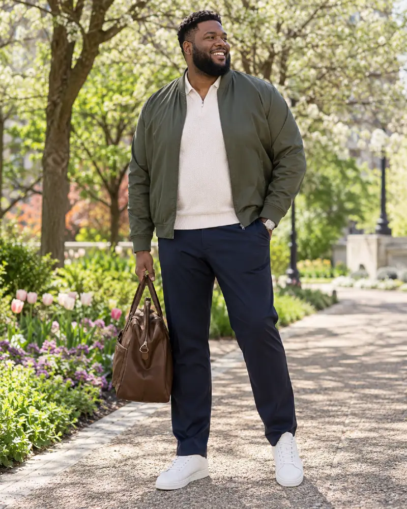 Olive Bomber Jacket Color Blocking
