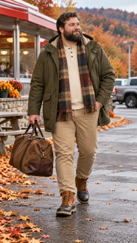 Olive Field Jacket and Rugged Duck Boots