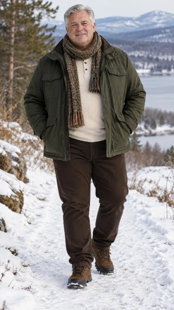Olive Green Field Jacket and Brown Corduroy