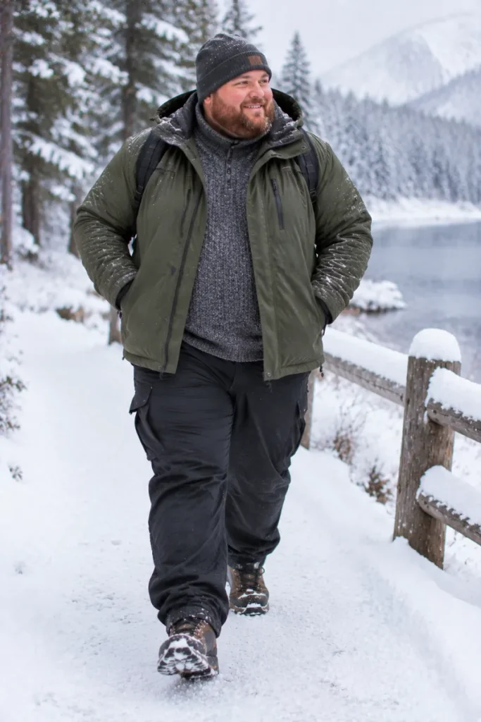 Olive Green Jacket and Chunky Grey Knit