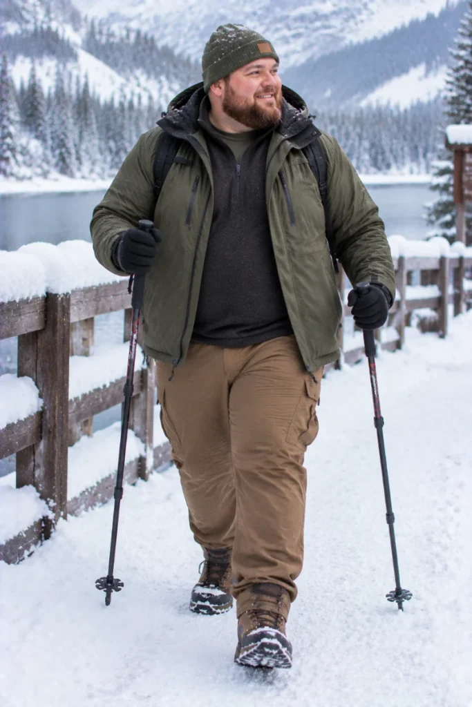 Olive Green Jacket and Khaki Cargo Pants