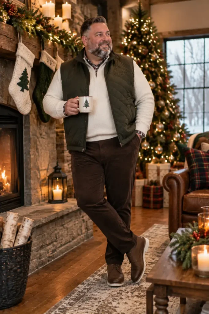 Olive Quilted Vests and Warm Brown Corduroy