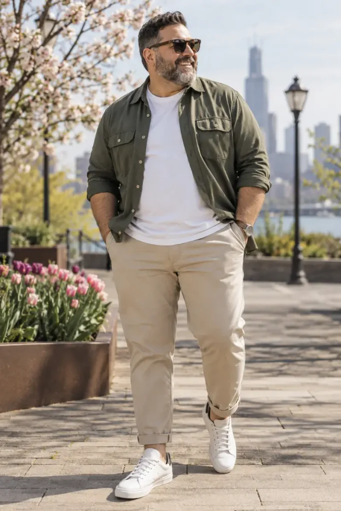 Olive Utility Overshirt Style For Urban Spring Days
