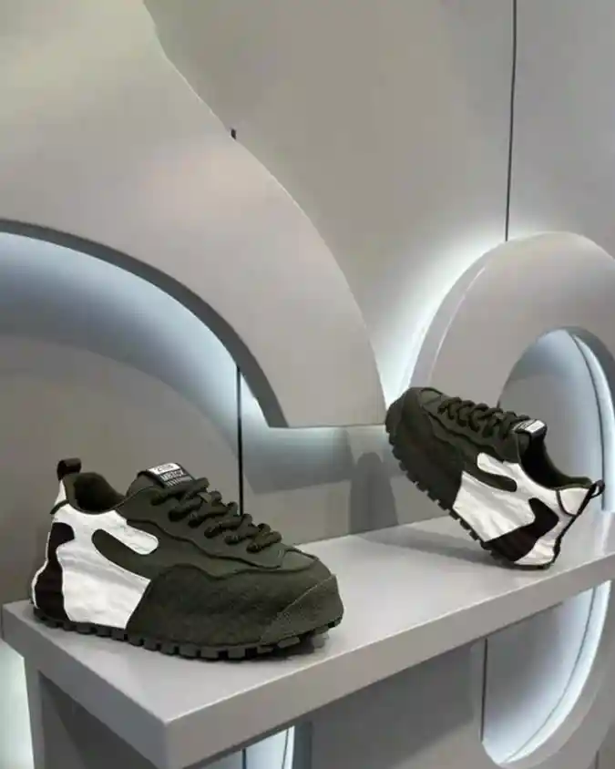 Olive and White Sneakers
