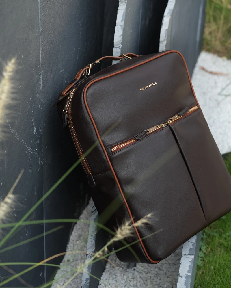 Olives & Gold Premium Leather Backpack