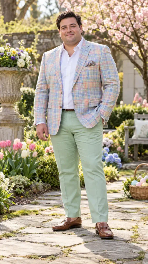 Pastel Plaid Blazer and Mint Trousers Spring Look