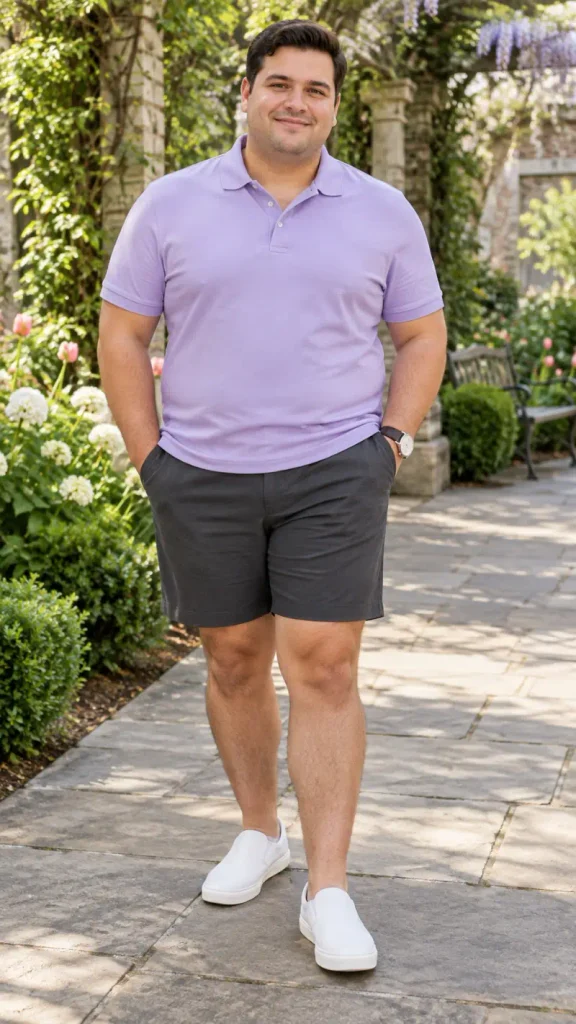 Pastel Polo and Structured Charcoal Shorts