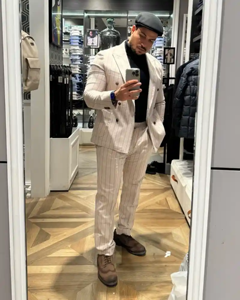 Pinstriped Double-Breasted Statement