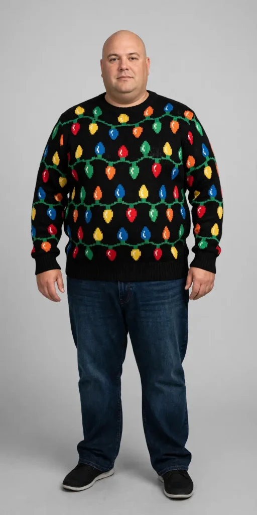Pixelated Neon Holiday Light String Knit