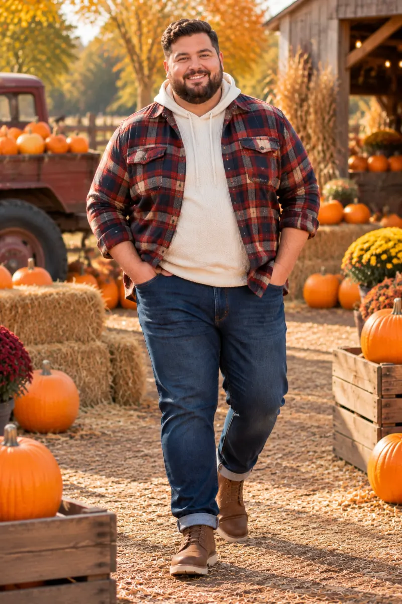 Plaid Flannel and Lightweight Hoodie