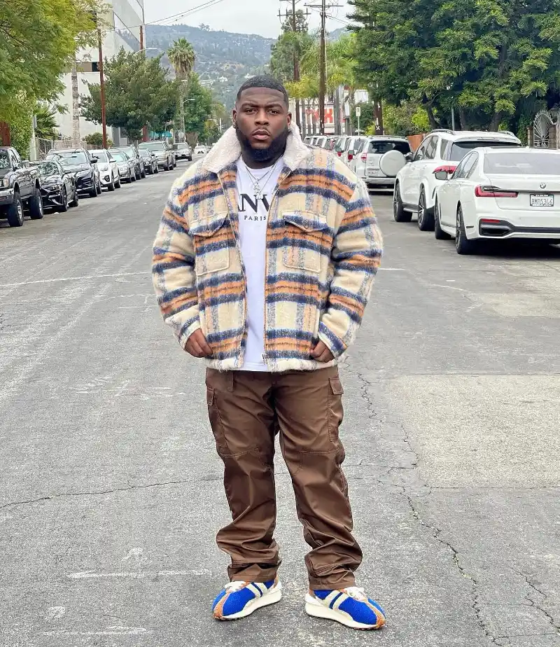Plaid Fleece Jacket With Brown Cargo Pants