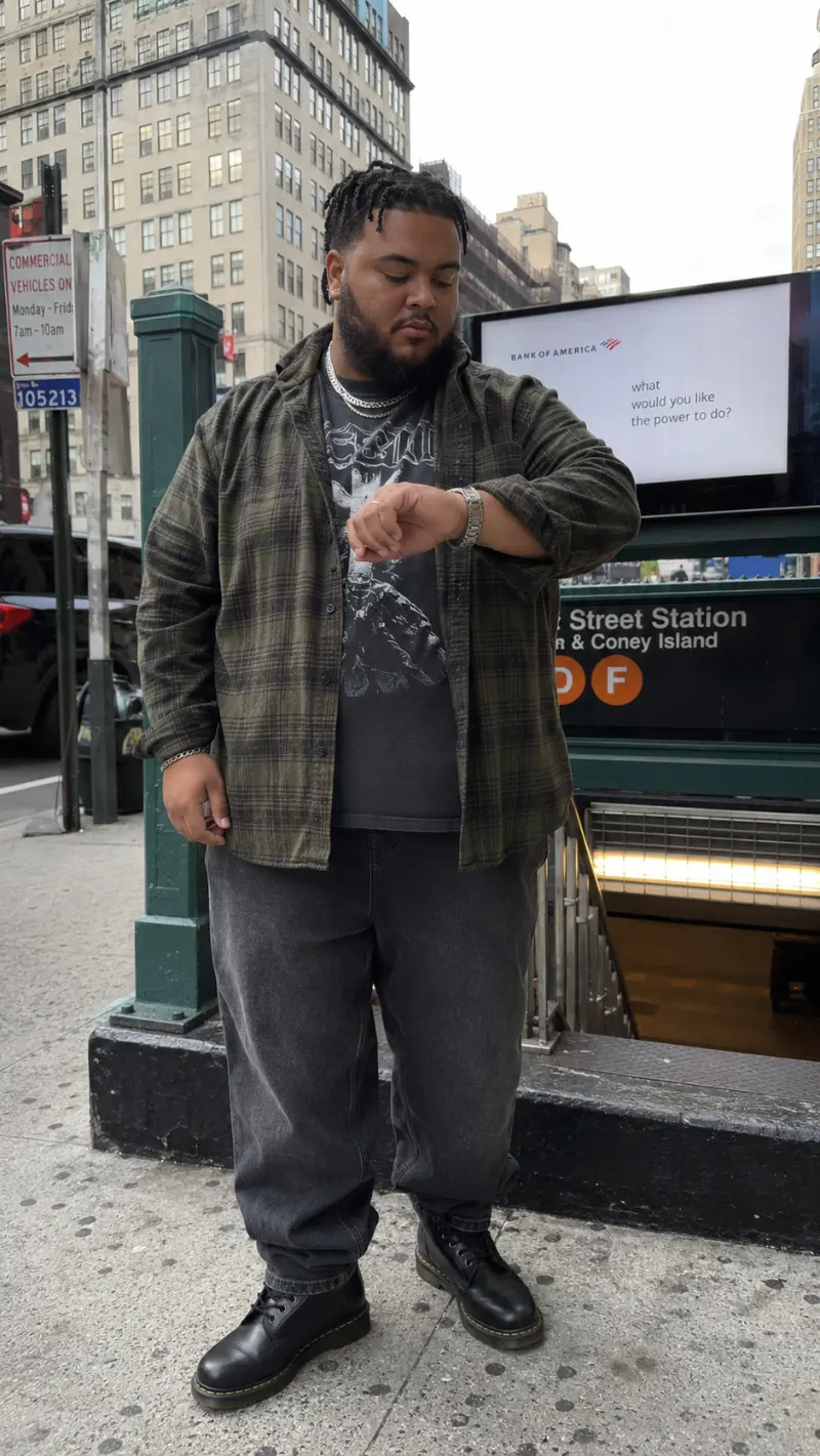 Plaid Shirt and Graphic Tee