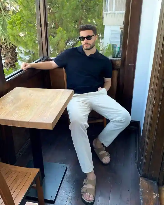 Polo Shirt and White Pants