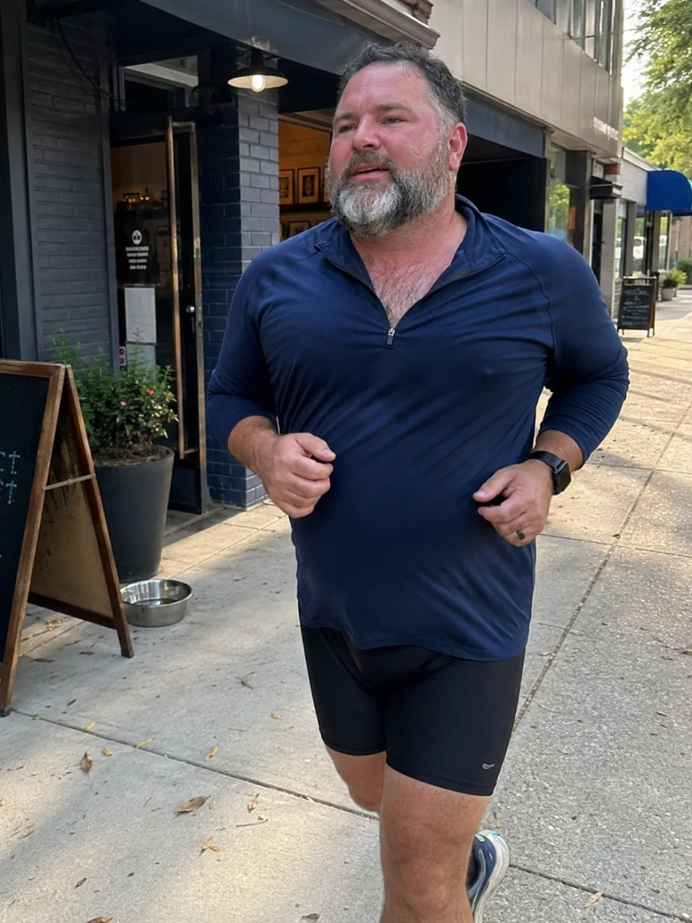 Quarter-Zip Pullover and Compression Shorts