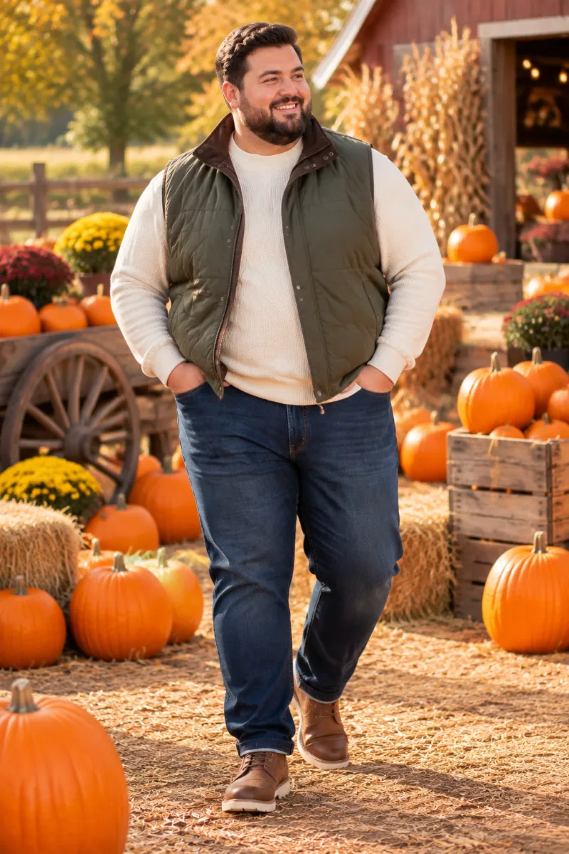 Quilted Vest and Thermal Sweater