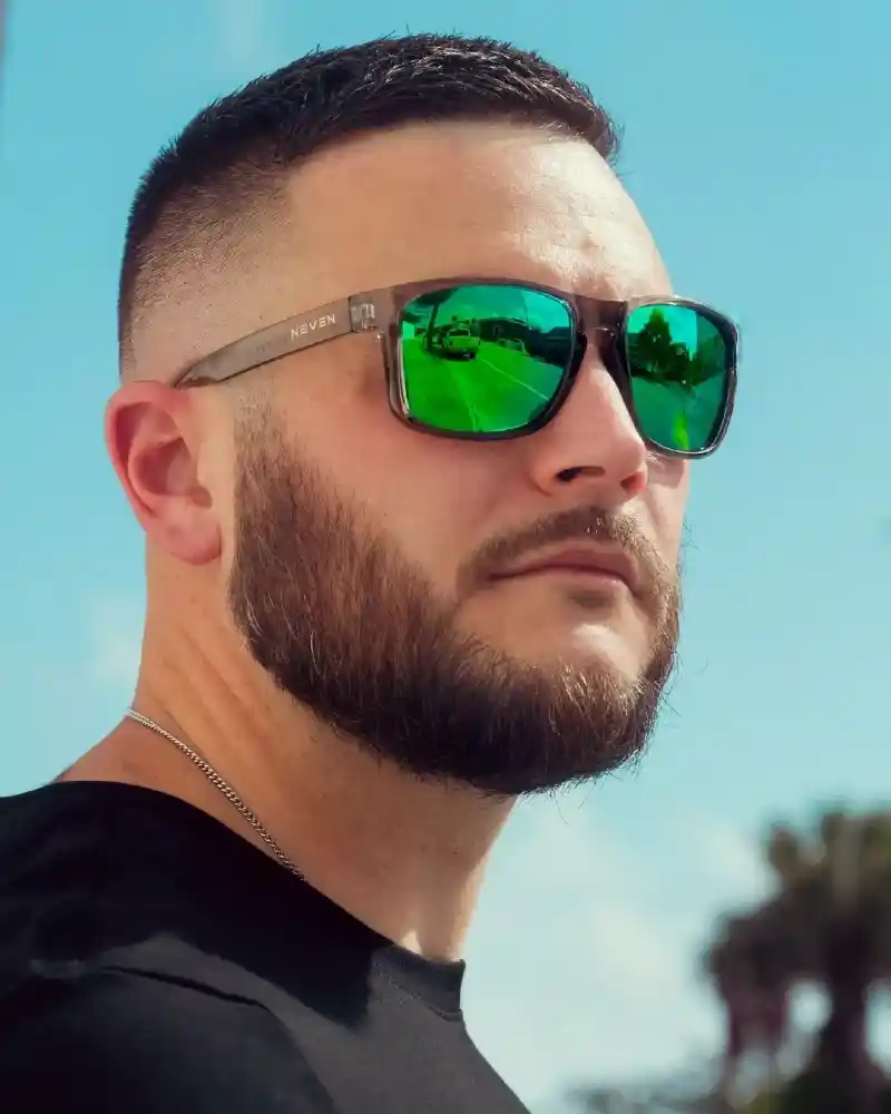 Rectangular Green Mirror Sunglasses