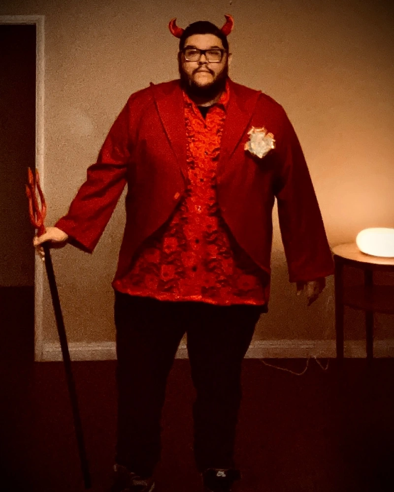 Red Devil Blazer, Ruffled Red Shirt