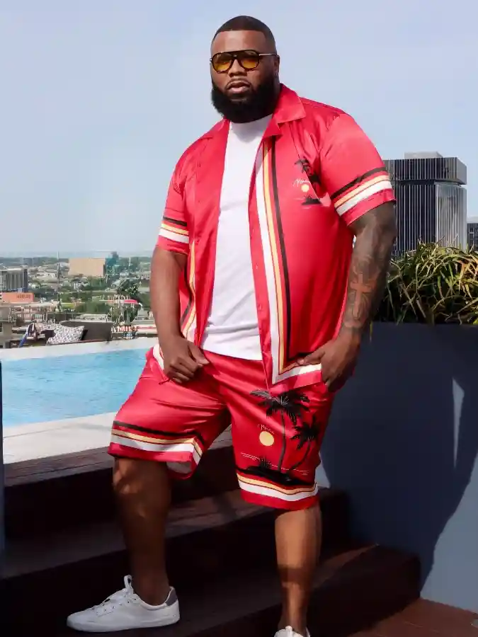 Red Graphic Shirt and Shorts Set