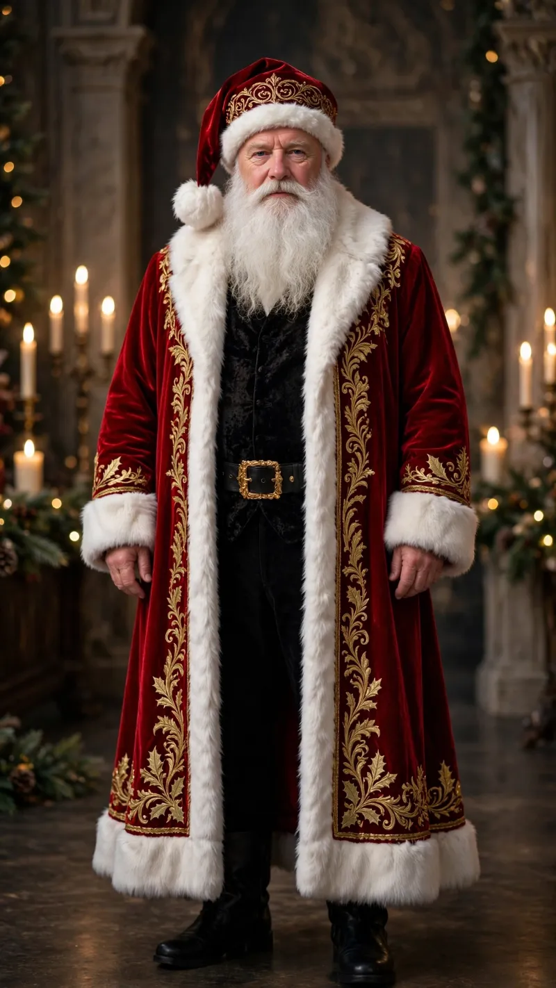 Regal Gold-Embroidered Robe Santa