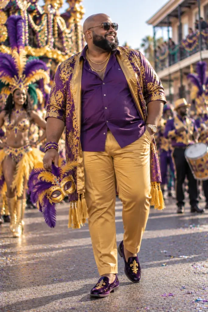 Regal Open Duster and Gold Trousers