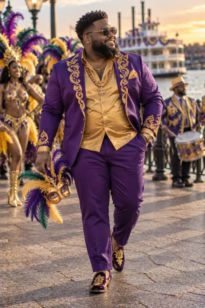 Regal Purple Suit and Gold Embroidery Look