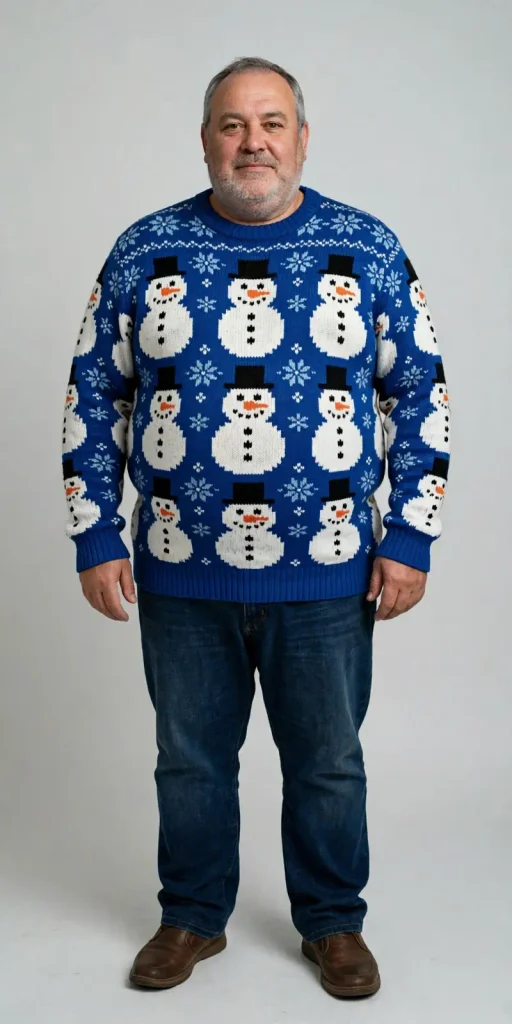Repeating Grid Snowman Blue Pattern