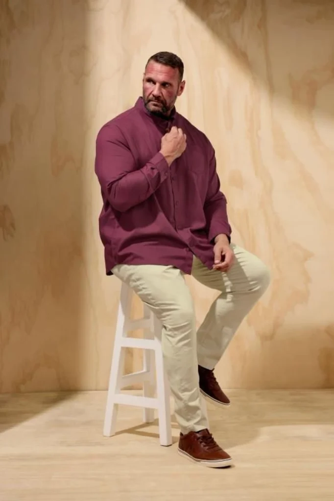 Rich Burgundy Button Down and Crisp Khakis