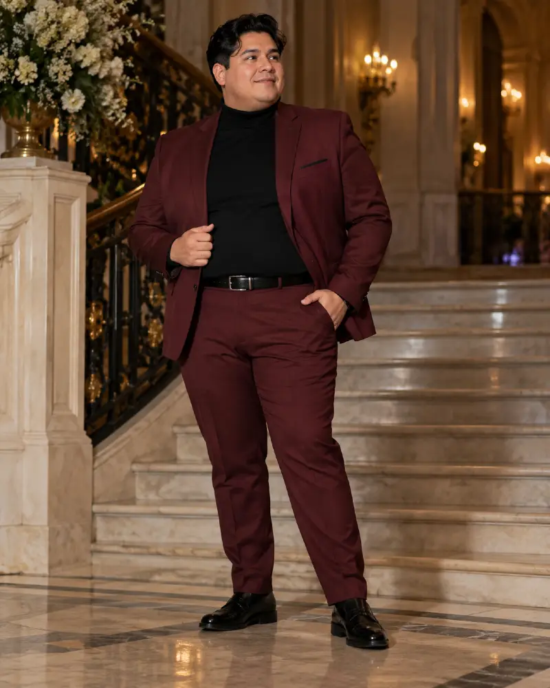 Rich Maroon Tailoring For Evening Events