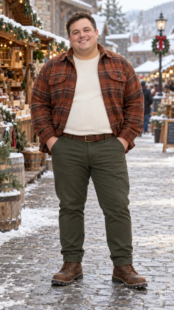 Rust Plaid Flannels and Olive Green Chinos
