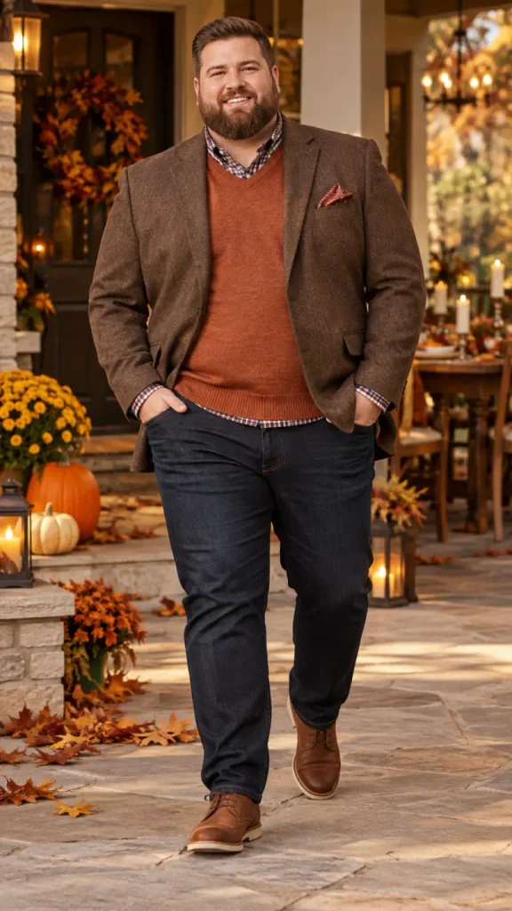 Rust Sweater And Brown Tweed Blazer