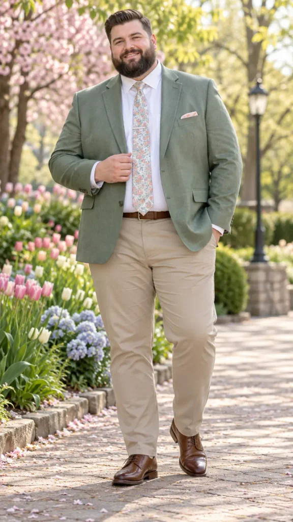 Sage Blazer and Floral Tie Spring Style