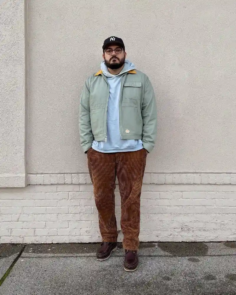 Sage Canvas Jacket and Corduroy Trousers