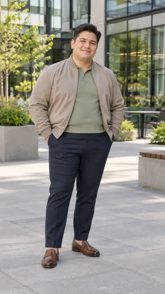 Sand Bomber Jackets and Earthy Sage Polos
