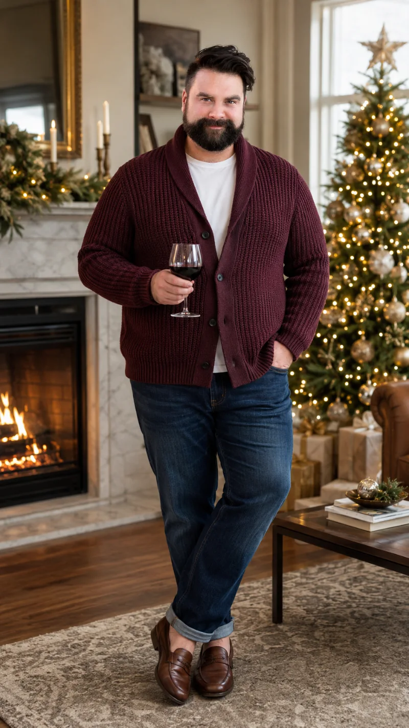 Shawl Collar Cardigan and Jeans