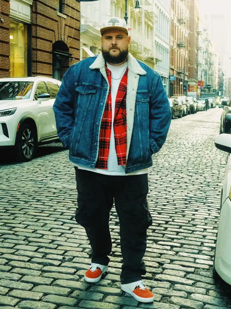 Sherpa Denim Jacket and Cargo Pants