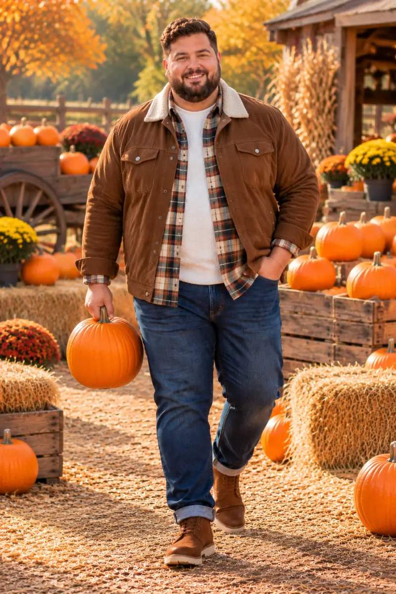 Sherpa Jacket and Layered Plaid