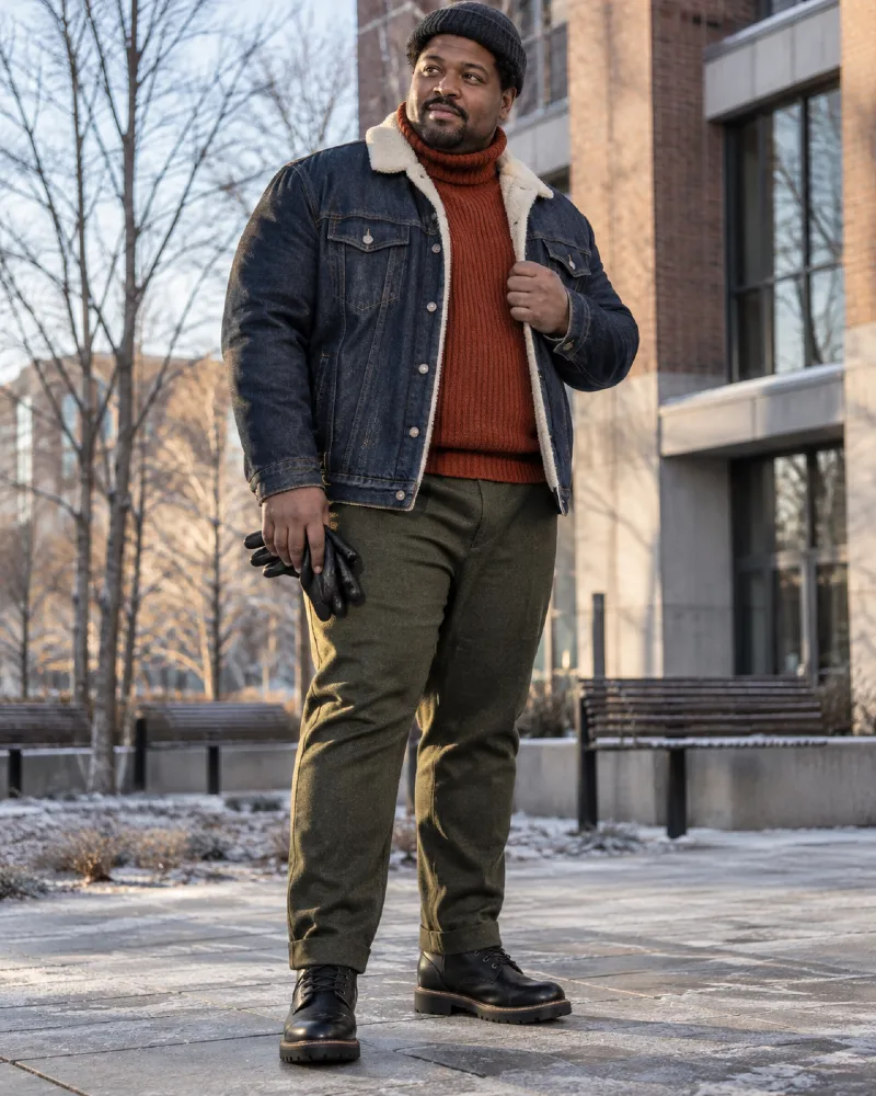 Sherpa Lined Denim Over Earth Tones