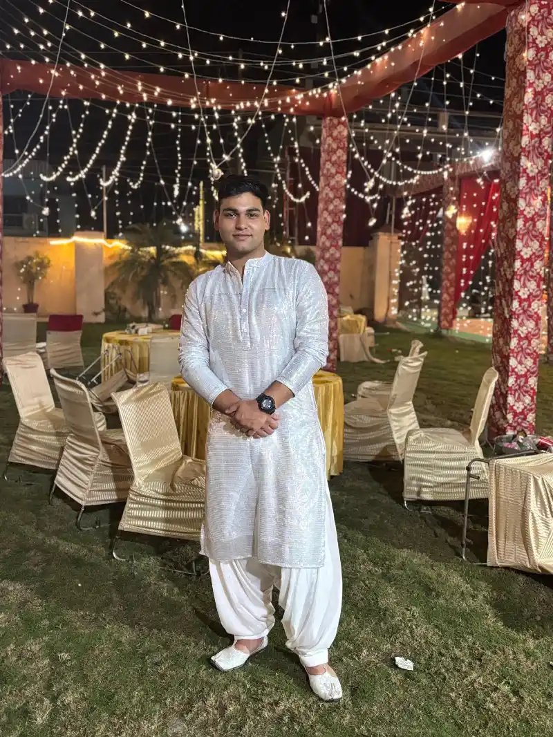 Shiny White Kurta with Dhoti Pajama