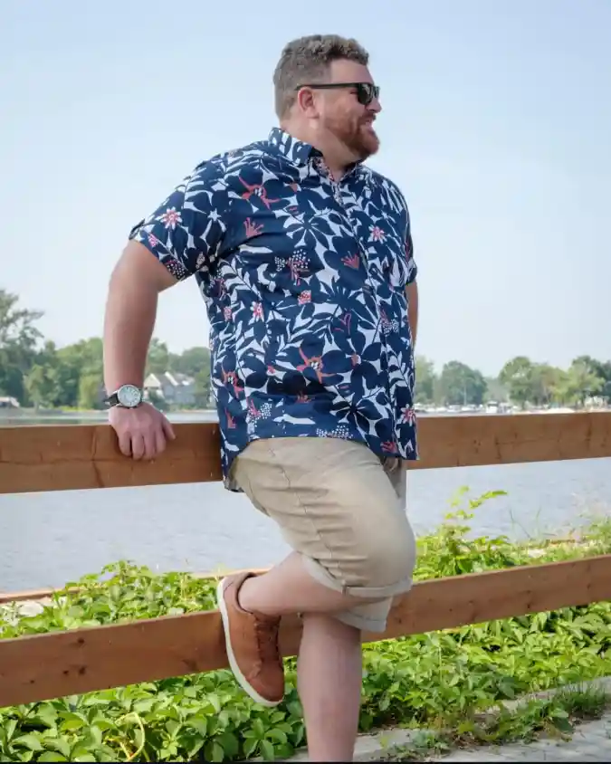 Short Sleeve Button-Down and Khaki Shorts