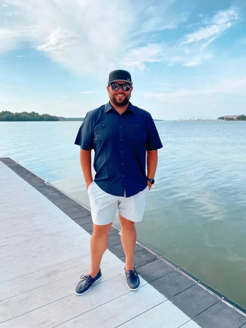 Short-Sleeve Button-Up and Light Shorts