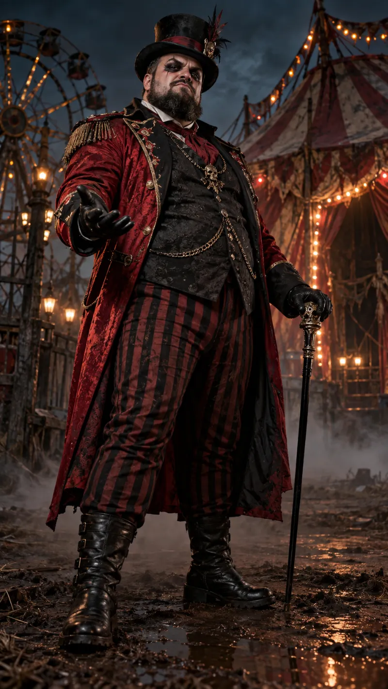  Sinister Carnival Ringmaster Costume for Plus Size Men