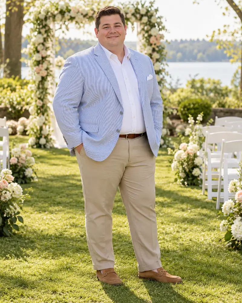 Sky Blue Striped Blazer Outdoor Vows