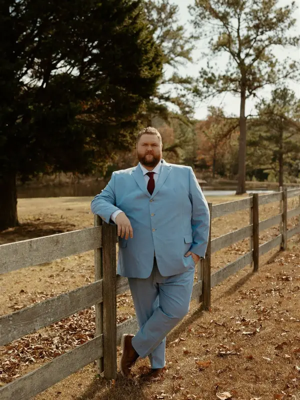 Sky Blue Suit With Deep Maroon Tie