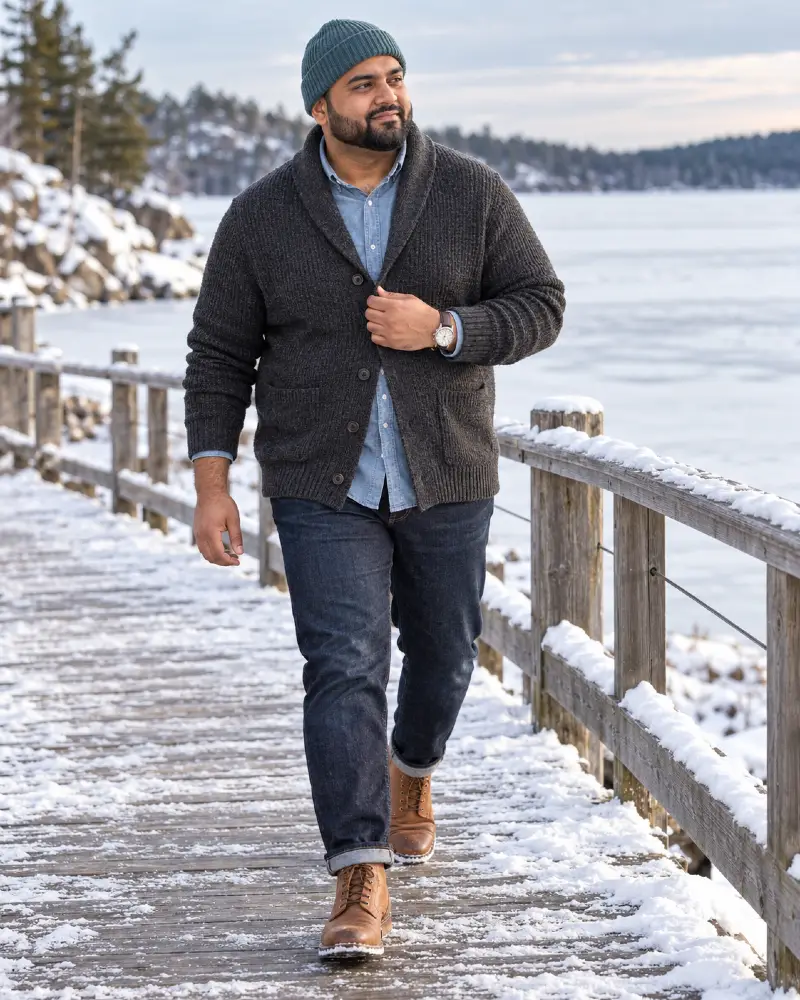 Slate Blue Beanie and Crisp Tailored Beard