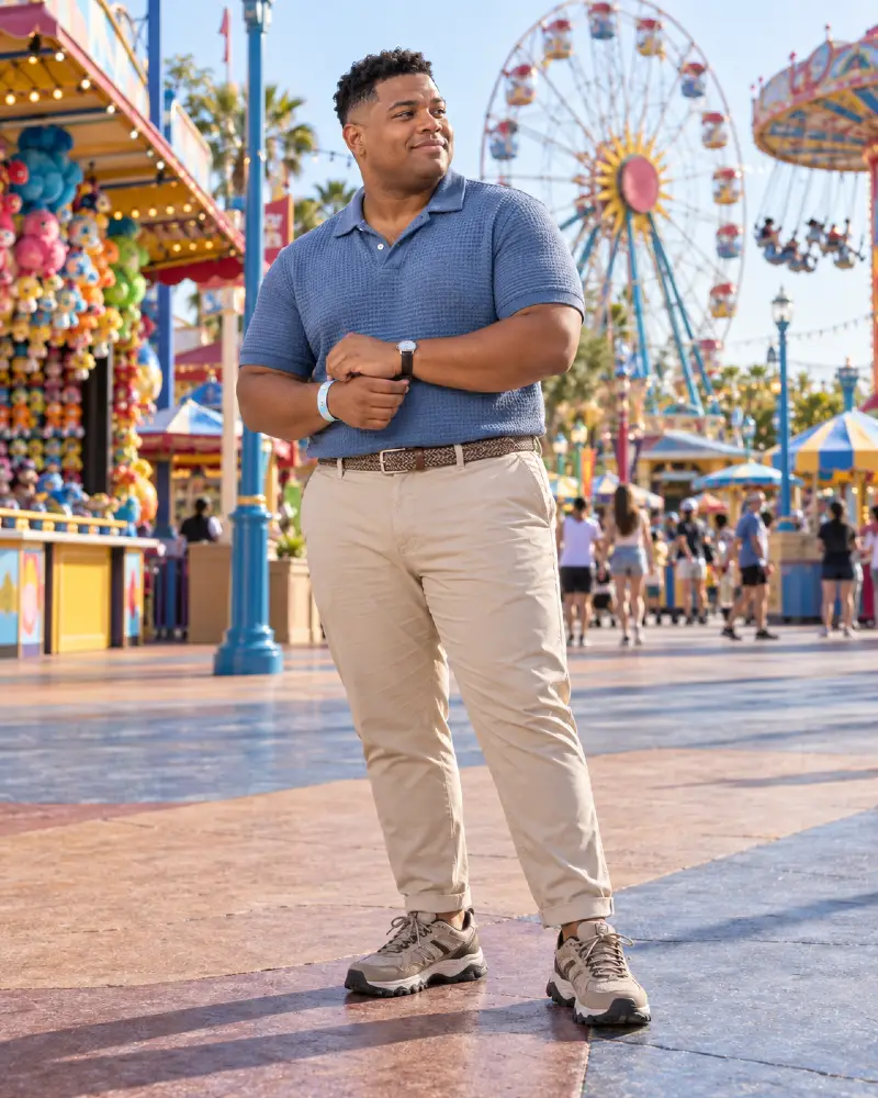 Smart Casual Park Outfit with Textured Polo and Chinos