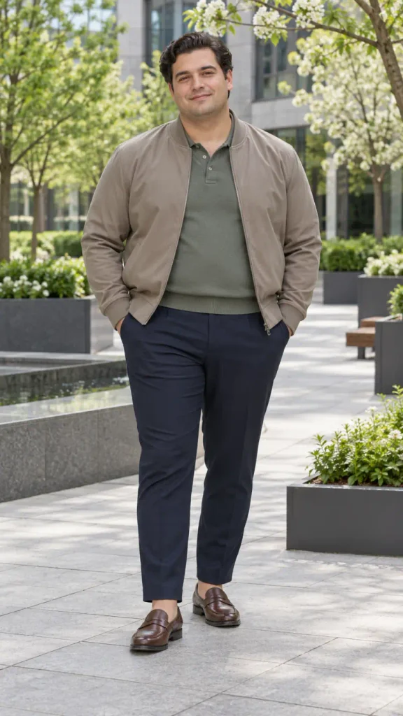 Smooth Taupe Bombers and Earthy Olive Polos